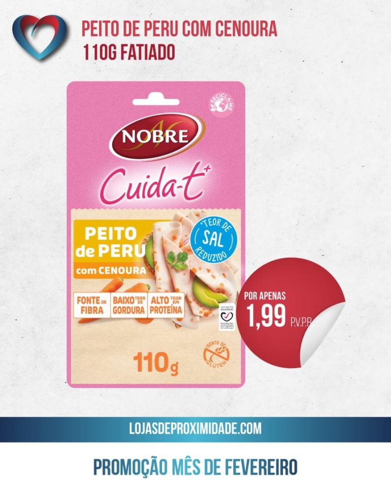 Fatias Finas de Fiambre de Peito de Peru com Cenoura Cuida-t+ da Nobre Fatias Finas de Fiambre de Peito de Peru com Cenoura Cuida-t+ da Nobre
